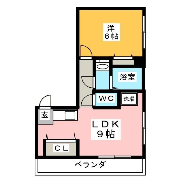 八木ビル(1LDK/2階)の間取り写真