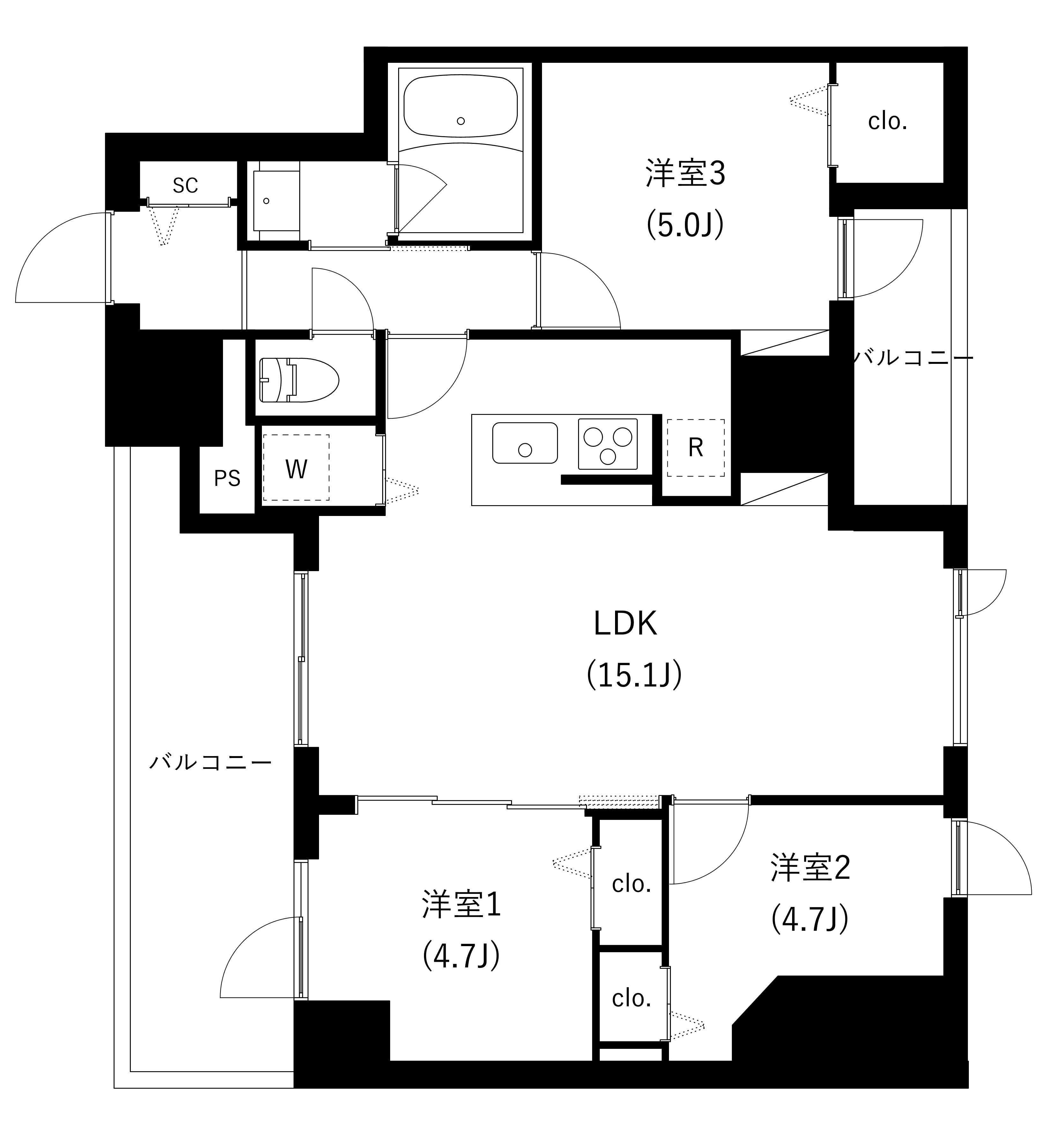 WHARF駒込(3LDK/6階)の間取り写真