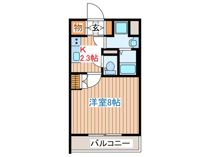 アルク二日町(1K/2階)の間取り写真