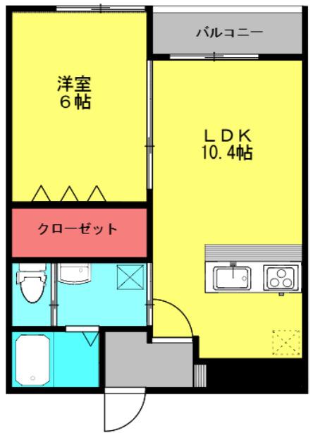 アバカスK(1LDK/1階)の間取り写真