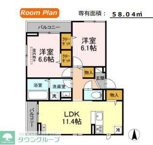 D-ROOM上篠崎(2LDK/3階)の間取り写真