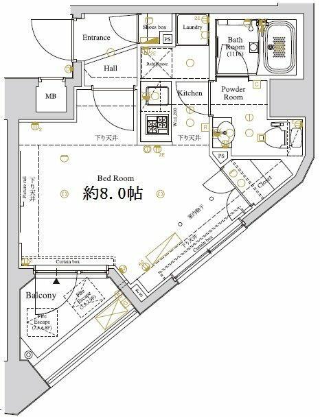 ディアレイシャス東京ベイ潮見(1K/5階)の間取り写真