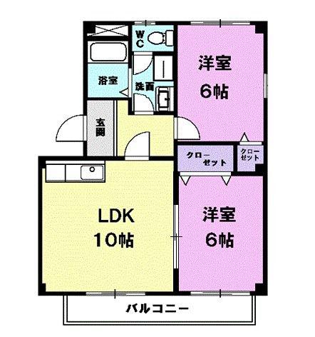 プラムヴィレッジ(2LDK/2階)の間取り写真