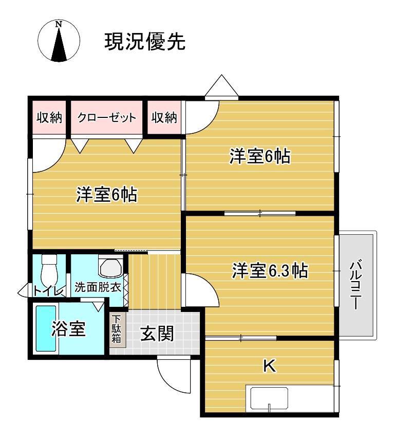 フレグランス江南B(3K/2階)の間取り写真