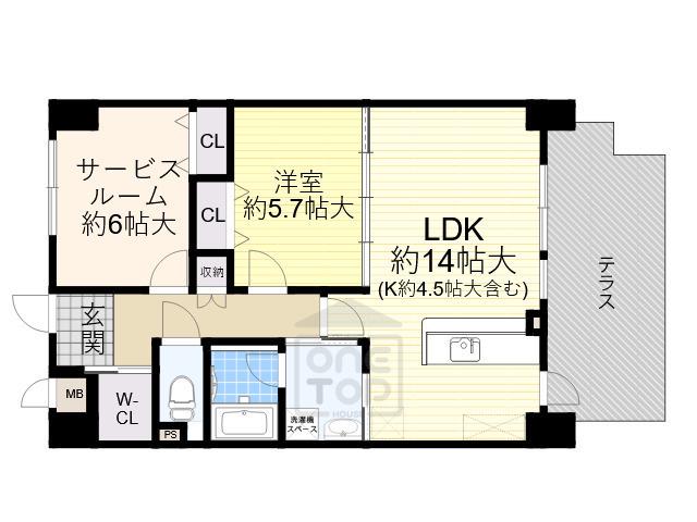 CRYSTAL SUITA TAKAHAMA(1SLDK/1階)の間取り写真