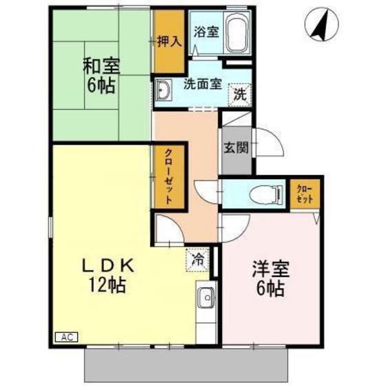 サンビレッジ 1(2LDK/1階)の間取り写真