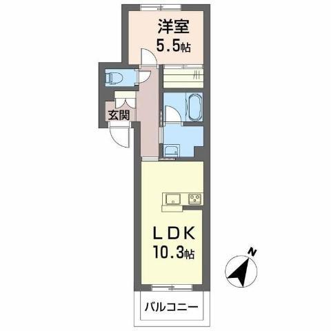 シャーメゾン イーストキャッスル(1LDK/2階)の間取り写真