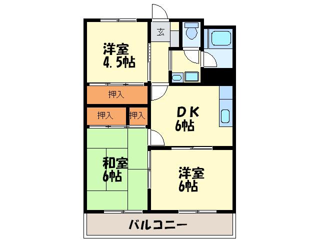 第一大野ビル(3DK/5階)の間取り写真
