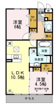 レイストリーフ(2LDK/1階)の間取り写真