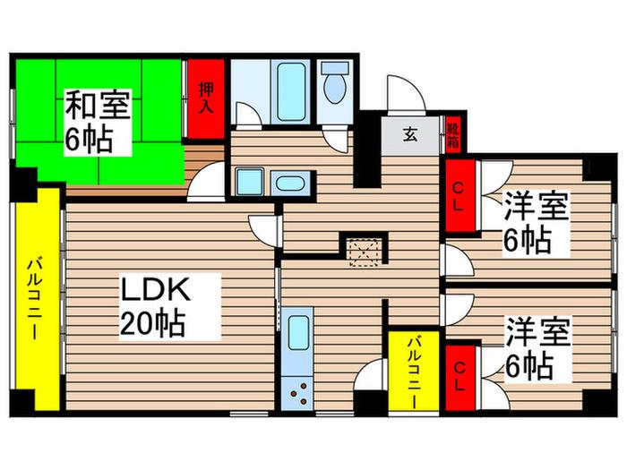 パークスクェア本八幡(3LDK/4階)の間取り写真