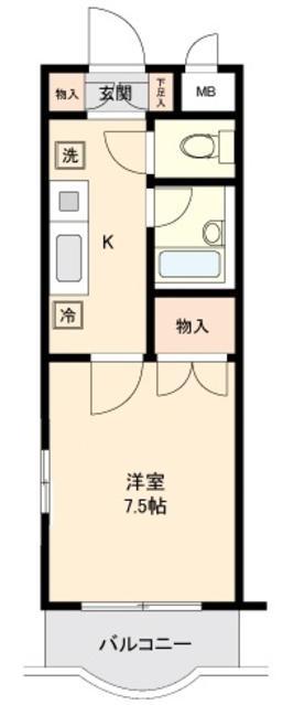 CITY SPIRE仙台(1K/2階)の間取り写真