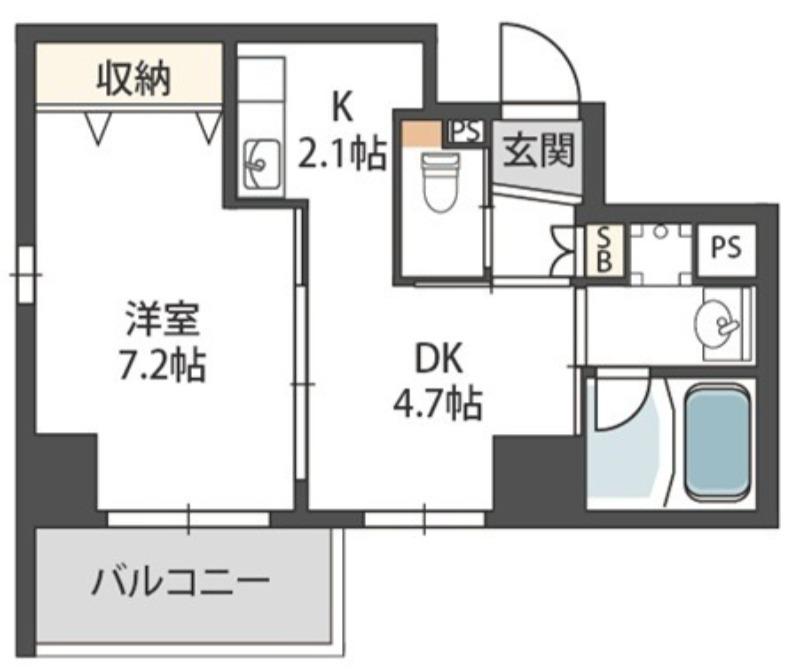カーサ セレーネ(1DK/10階)の間取り写真