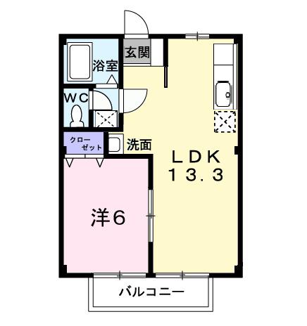 レジデンス藤原(1LDK/2階)の間取り写真
