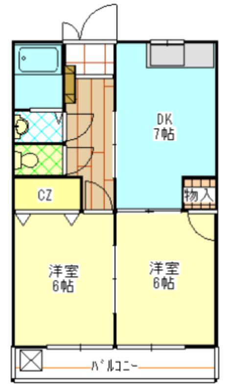 チェリーハウス(2DK/1階)の間取り写真