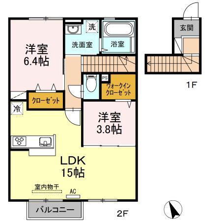 SEJOUR清瀬II(2LDK/2階)の間取り写真