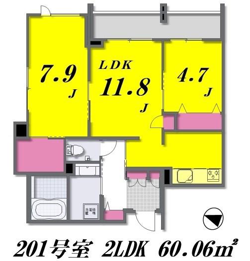 SUN ATOMOSPHEREサン アトモスフィア(2LDK/2階)の間取り写真