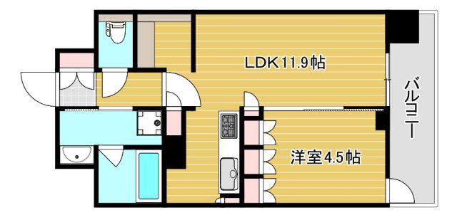 ザ・パークハビオ都島フロント(1LDK/2階)の間取り写真