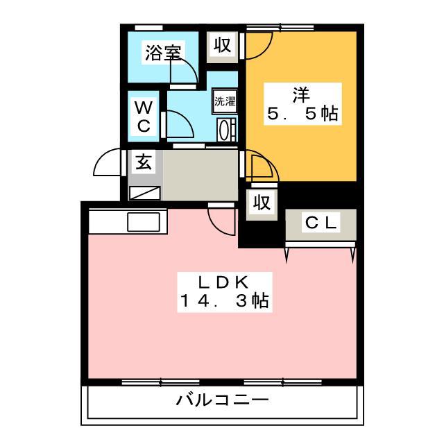 楠の台ハイツ(1LDK/2階)の間取り写真