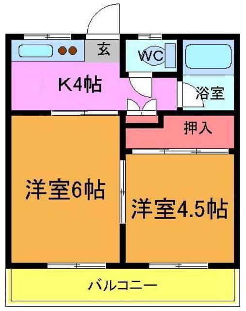 本八幡サンローズ(2K/2階)の間取り写真