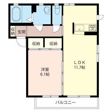 エスポワールI(1LDK/1階)の間取り写真