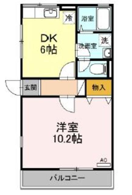 ドエルカルミア(1DK/1階)の間取り写真