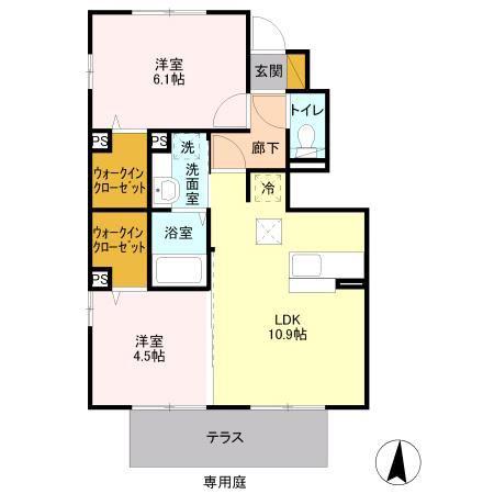クレール(2LDK/1階)の間取り写真