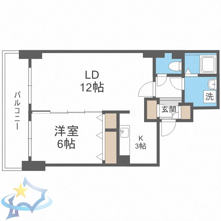 ティアラタワー中島倶楽部(1LDK/25階)の間取り写真