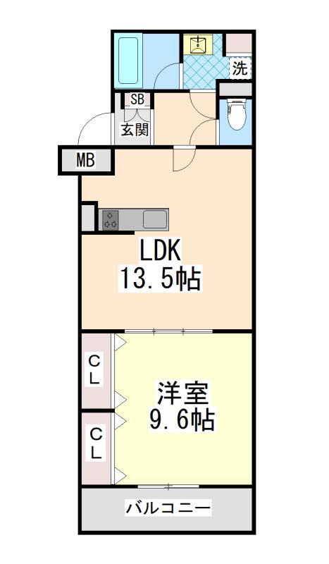 ソレイエール(1LDK/2階)の間取り写真