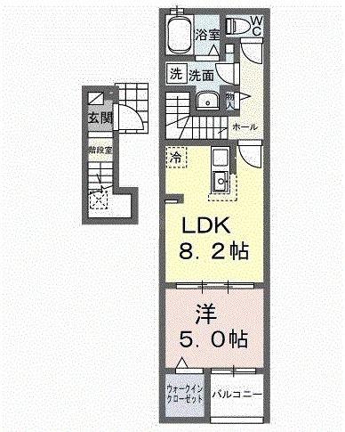 シエロガーデン高知(1LDK/2階)の間取り写真