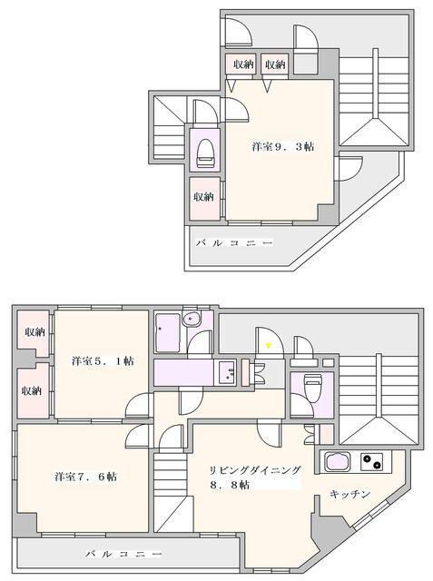 関根ビル(3LDK/4階)の間取り写真