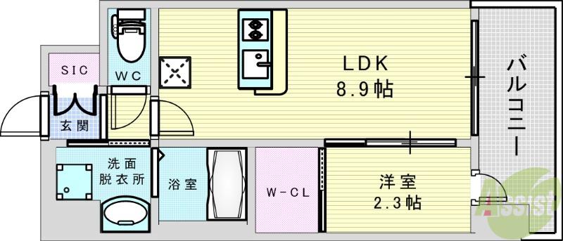 プレリスNEO大阪十三エルヴィオン(1LDK/10階)の間取り写真