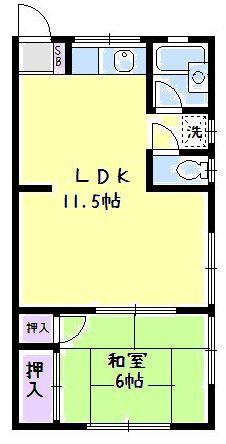 KAINOS袖ヶ浜(1LDK/1階)の間取り写真