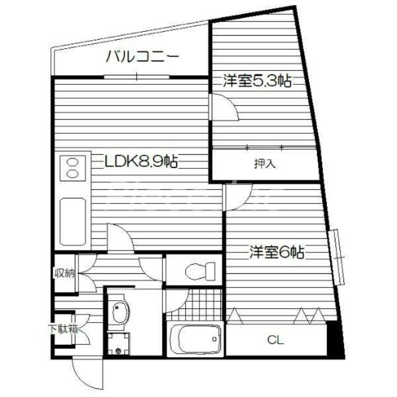 GRANDE CASA(2LDK/8階)の間取り写真