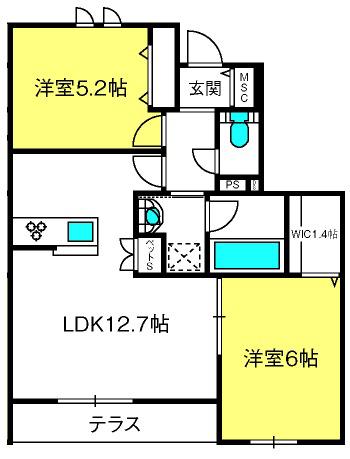 メゾン コンフォート(2LDK/1階)の間取り写真
