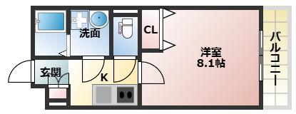MV.FM大阪放出II(1K/5階)の間取り写真