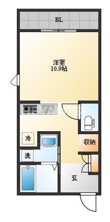 メゾンカルム(ワンルーム/3階)の間取り写真
