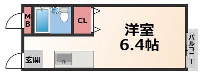 グリシーヌ壱番館(ワンルーム/2階)の間取り写真