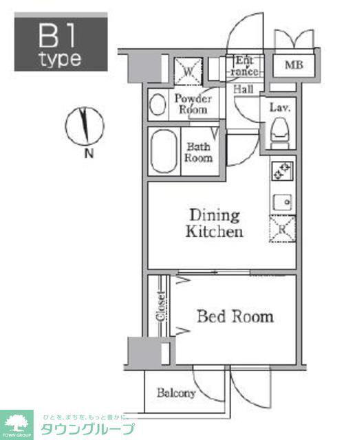 レジディア西小山(1DK/1階)の間取り写真