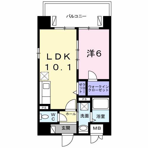 ヴァンヴェール森の宮(1LDK/3階)の間取り写真