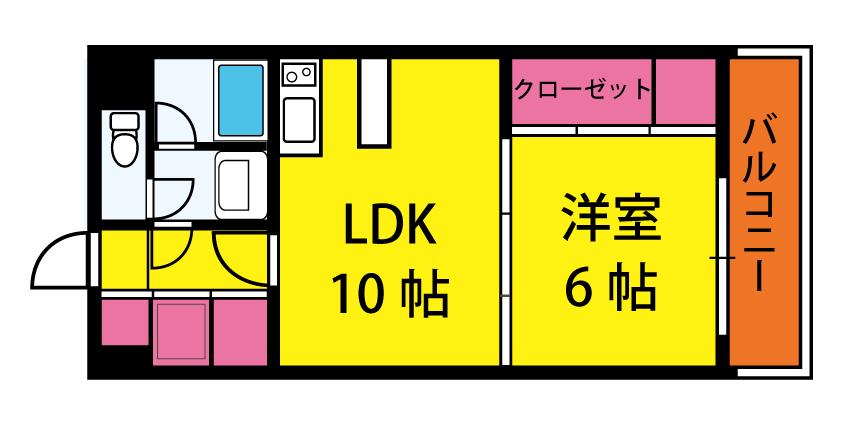 マドンナTOWN RITZ(1LDK/6階)の間取り写真