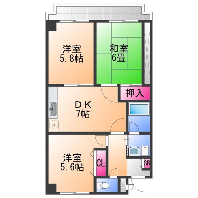 パークアベニュー 中井(3DK/2階)の間取り写真