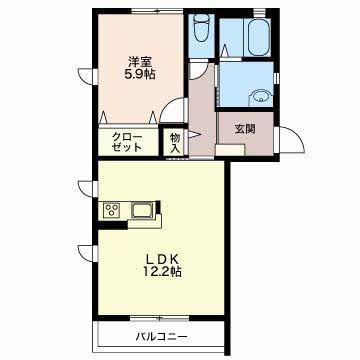 エスト A(1LDK/2階)の間取り写真