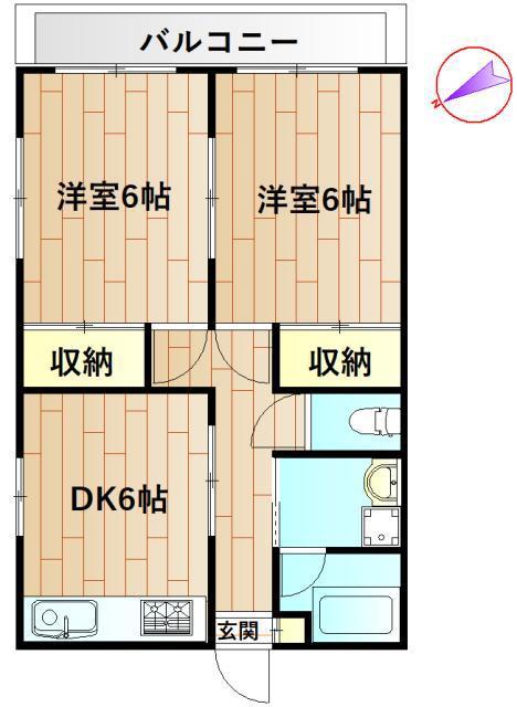 モリタヤビル(2DK/2階)の間取り写真