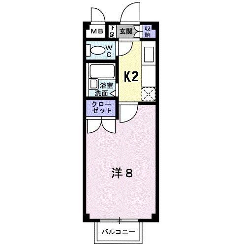 エスポワールE(1K/2階)の間取り写真