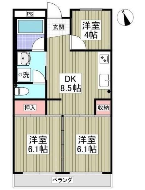 丸新ハイツ(3DK/3階)の間取り写真