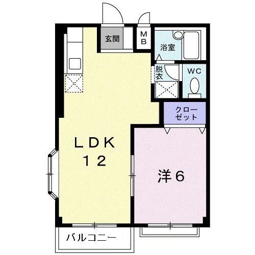 とまとハイツII(1LDK/1階)の間取り写真