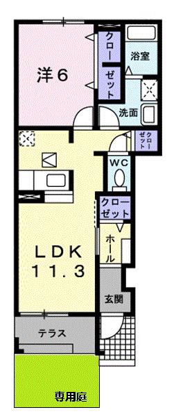 センターベル(1LDK/1階)の間取り写真