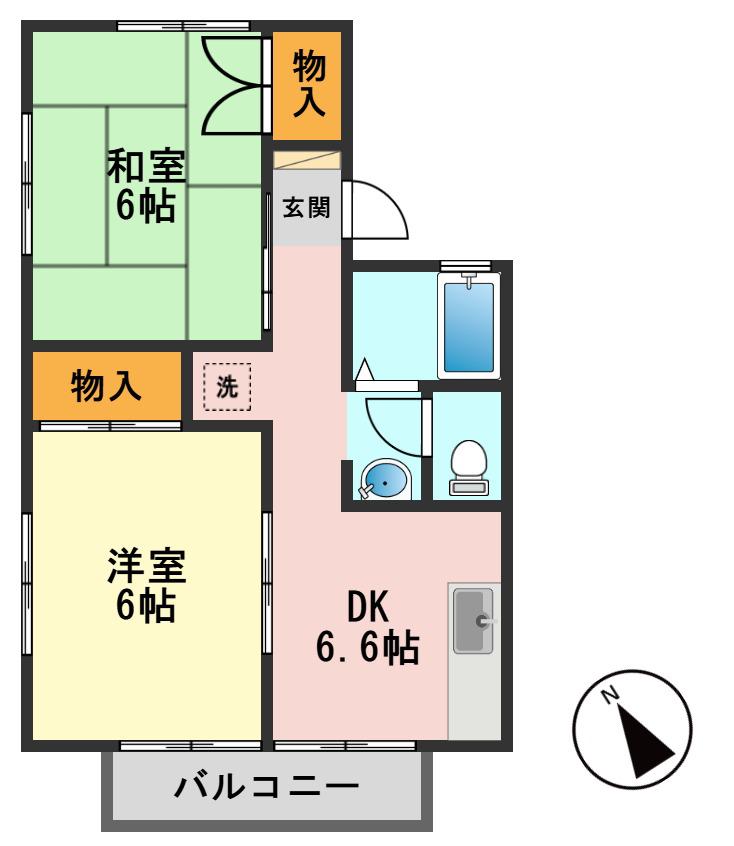 コーポすばる(2DK/1階)の間取り写真
