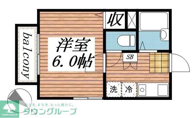 テラスブレッシング(1K/2階)の間取り写真