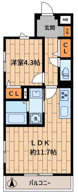 スターレジデンス(1LDK/2階)の間取り写真